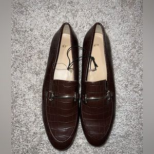 H&M Dark Brown Croc Faux Leather Loafer